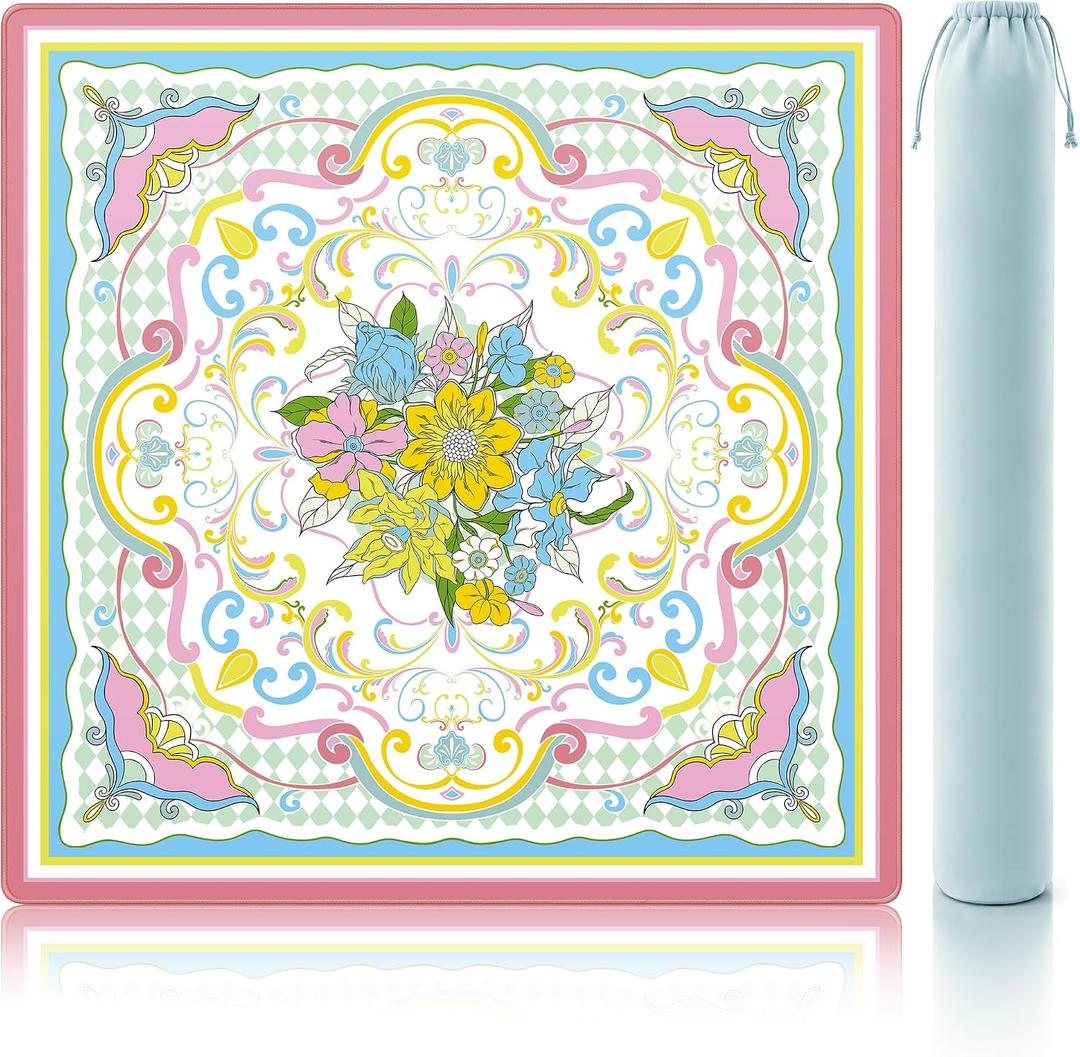 Floral American Mahjong Mat for Table 33" Rolled Packaging, Large