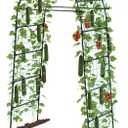 Garden Arch Trellis for Climbing Plants, 82 Inch Tall Grape Trellies for Outdoor,Flower Vegetable Tomato Cucumber Trellis with Clamp Netting, Metal Vine Plants Support for Wedding Garden Decoration