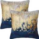 Navy Blue and Gold Throw Pillow Covers 20x20 in Set of 2 Modern Farmhouse Home Decor Pillowcase Cushion Cover for Living Room Cushion Sofa Bed