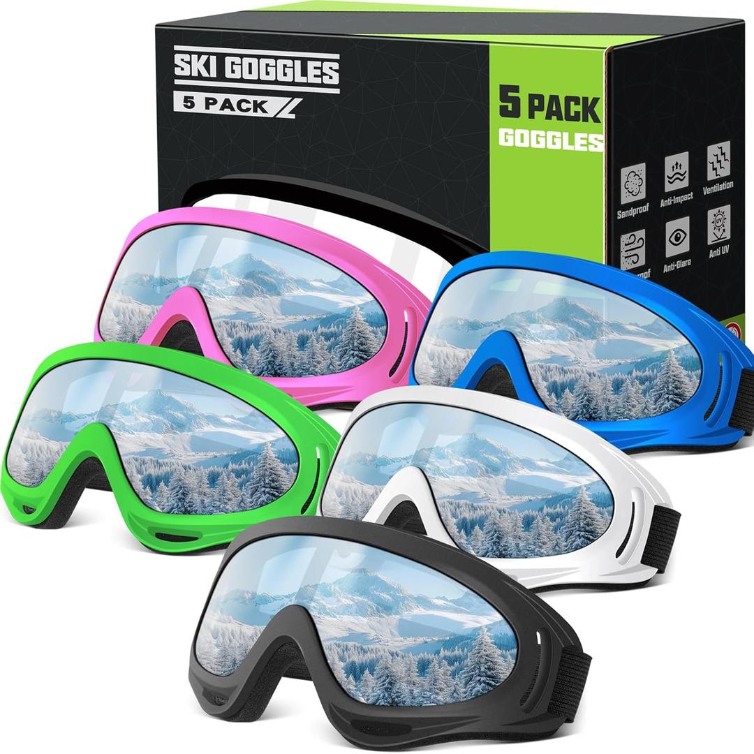 OXG Ski Snowboard Goggles for Men Women, UV Protection Ski Snow Goggles for Kids Youth Adult (5p Sliver Lens(vlt 7.3%))