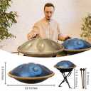 Handpan 22 inch D Minor Kurd Handpan 9 Notes Handpan Drum Instrument for Professional Performance, 440HZ Sound Handpan Drums for Adults (Blue)