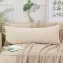 ORTIGIA 14x36 Linen Pillow Cover, Beige Decorative Long Lumbar Throw Pillow Covers, Farmhouse Vintage Boho Solid Color Body Pillowcase Cushion Case for Bed Couch Bench Living Room, ONLY Cover