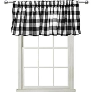 2 Pack Black White Buffalo Check Plaid Window Valances Farmhouse Design Country Curtains Checkered Curtains for Living Room Bedroom Kitchen 55 x 15 Inches Length