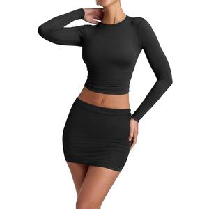 YFANG Women's Sexy Mini Skirt Set  Skirt Outfits Black Small