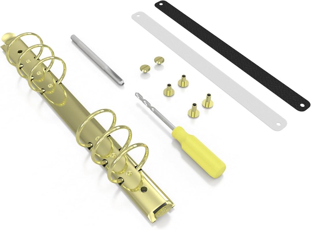 Stationery.Life Ring Binder Mechanism Replacement Kit for Personal Organizers, Planners 6 Rings (Gold, A5)