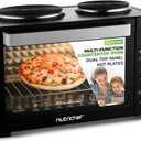 NutriChef 30 Quart Kitchen Convection Oven & 2 Burner Cooker - 1500 Watt Oven - 7 Cook Functions Rotisserie, Cook, Bake, Broil & More - Includes Baking Tray, Skewers & Handles - 19.6 x 16.0 x 13.5 IN
