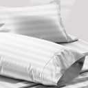 Texas Linen Co. 100% Egyptian Cotton Pillow Cases King Size Set of 2 - Luxury 1200 Thread Count Sateen Weave White Stripe Pillow Cases, 5 Star Hotel-Quality Pillowcases, Fits King Size Pillows