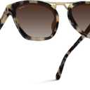 WMP Eyewear - Women's Oversized Polarized Sunglasses: Square Vintage Style with Metal Double-Bar Bridge (Beige Tortoise/Gradient Brown Lens)