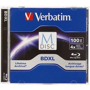 Verbatim M DISC BDXL 100GB 6X with Branded Surface Blank Blu-Ray Recordable Media  1pk Jewel Case