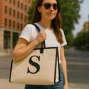 Salt Earth Canvas Tote Bag for Women, Personalized Initial Monogram Tote, Beach Grocery Utility Tote for Travel & Work