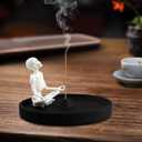 Meditating Skeleton Incense Stick Holder, Incense Holder for Sticks Ash Catcher Incense Holder for Yoga Spa Meditation Home Decor