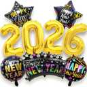 2026 New Years Eve Party Supplies - 9 Pcs Happy New Year Balloons Decorations 2026 Foil Balloons NYE Party Decorations Set