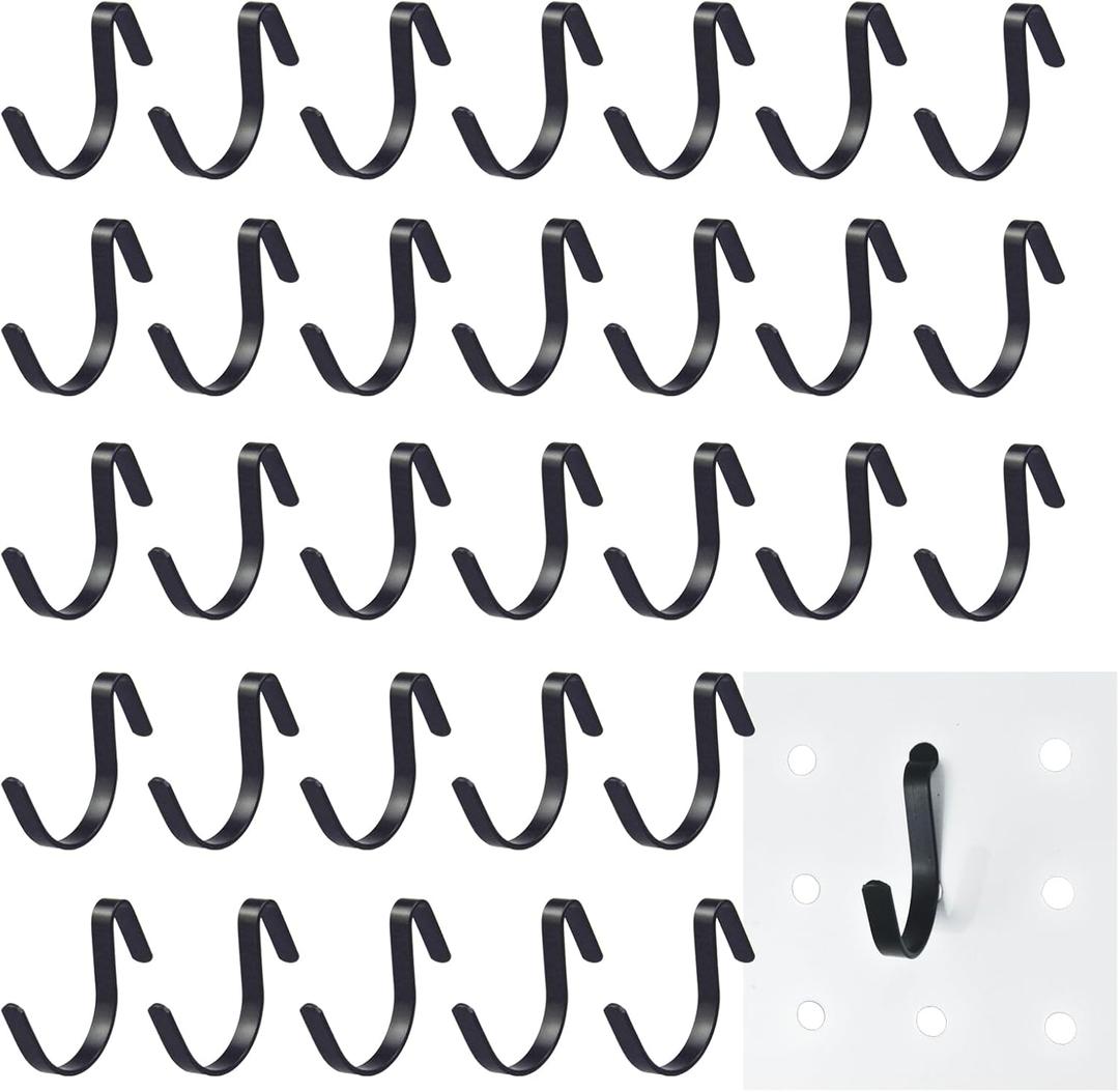 G.CORE Black Pegboard J Hooks Accessories - 40pcs Metal Peg Board Hooks for Hanging, Pegboard Wall Organizer Hangers, Fits 1/4 Slots, Tools Display Storage Holders for Garage Craft Office Organization