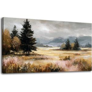KZKU Autumn Landscape Canvas Wall Art Nature Scenery Painting Print 20X40in