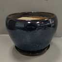 Deep Dream 10 Inch Plant Pot- Ceramic Planter Pot Round Plant Pots for Indoor Plants Outdoor Large Flower Pot with Drainage Holes & Trays, Blue