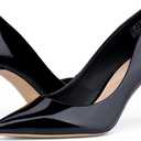 JENN ARDOR Women's Comfortable Stiletto Pumps 3 inch Elegant Gorgeous Closed Pointed Toe Slip On Solid High Heels for Ladies Wedding Dress Shoes (7, Black)