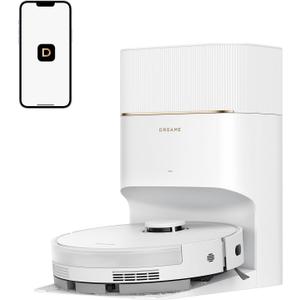 DREAME D20 Pro Plus Robot Vacuum, 13,000Pa Suction, DuoBrush for Pet Hair, Corner Cleaning, Self Emptying, LDS Navigation Laser Avoidance, Vacuum Mop, Hard Floors&Carpets, 5,200mAh Battery White