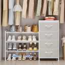 Expandable Closet Organizers and Storage, 4 Drawer Dresser, White Fabric Storage Dresser, Clothes Shelves for Kids, Purse Organizer Small Shoe Rack for Closet Bedroom, 11.8"D x 43.4"W x 29.8"H