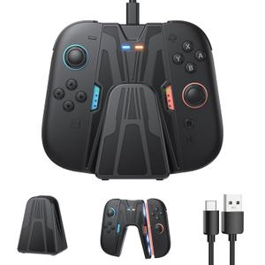 2 x FASTSNAIL Charging Grip for Nintendo Switch 2 (2025) for Joycon 2, Magnetic Controller Grip and Dock for Joy-con 2, Portable Charger Stand with LED Indicator, Play While Charging