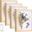 4 Pcak 8x10 Shadow Box Frame, Shadow Boxes Display Cases with Adhesive Tape, 3D Picture Frame, Memorial Picture Frame for Baby Items, Wedding Memories, Crafts, Flowers, Tickets and Photos (4pcs-light Wood)