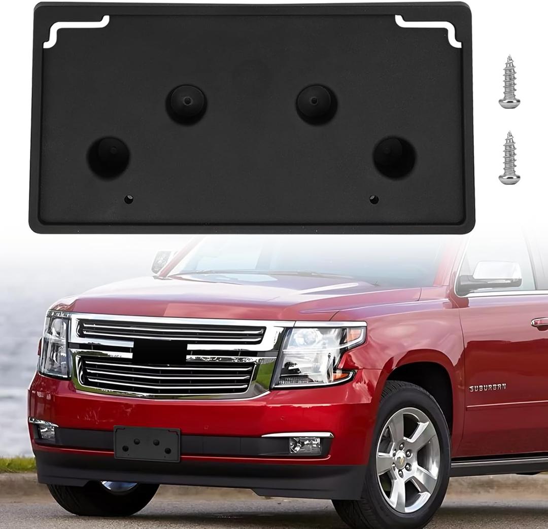 Front License Plate Bracket Tag Holder Compatible with Chevy Suburban & Tahoe 2015 2016 2017 2018 2019 2020, Front Bumper License Plate Holder Mounting Frame, OE Replace# GM1068193, 23235997