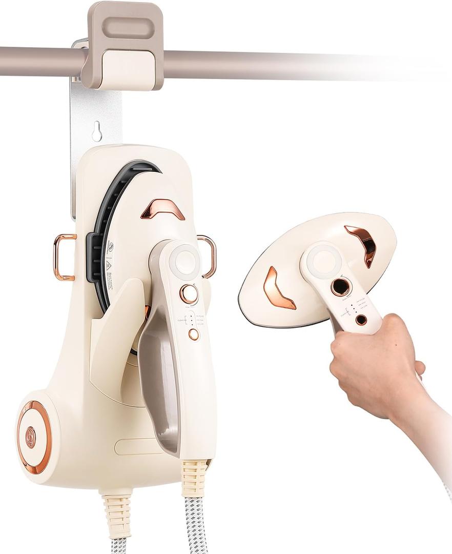 Handheld Steamer for Clothes, 1500W Garment Steamer Steam Iron with Large Soleplate, 390ml Detachable Water Tank, 2 Steam Levels/Pulse Steam/Dry Iron, 20s Heat Up, for Apartment/Hotel/Home