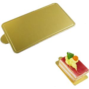 100 pcs 4.25"x2.36" Mini Cake Boards, Rectangular Gold Mousse Cake Cardboard Set, Cupcake Cake Base, Dessert Displays Tray, Disposable Paper Coasters - for Wedding Party Cake Pastry Cup