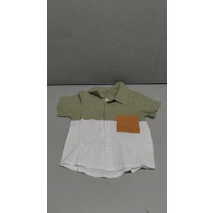 fhutpw Toddler Boy Patchwork Summer Outfits Short Sleeve Button Down Shirt Tops ,Baby 2T 3T 4T 5T Clothes (Green, 3-4 Years)