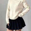 SOLY HUX Women's Sequin Bow Sweater Long Sleeve Tops Elegant Loose Pullovers Aesthetic Clothes (Size M)