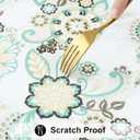Smiry Rectangle Table Cloth Cover, Waterproof Elastic Fitted Picnic Tablecloth for 8 Foot Tables, Wipeable Flannel Backed Vinyl Tablecloths for Camping, Dining, Outdoor (Teal & White, 30" x 96")
