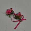 Prom Calla LilyRose Corsage and Boutonniere Set Artificial Rose Wedding Corsage Flowers Prom Party Suit Decoration (Pink)