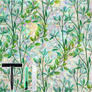 rabbitgoo Window Privacy Film Rainbow, Green Foliage, 17.5" x 78.7"