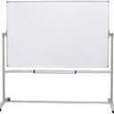 VIZ-PRO Double-Sided Non-Magnetic Office Whiteboard/Mobile Easel, 48 x 36 Inches, Steel Stand