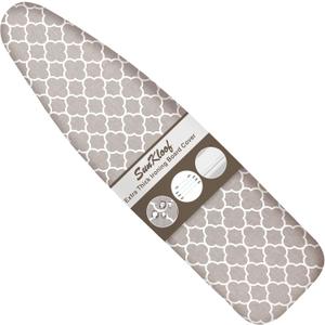 Ironing Board Cover and Pad 15"x54" Extra Thick Natural Cotton, Scorch and Stain Resistant Padding, Standard Size Iron Board Cover with Fasteners Heavy Duty Elastic Edge, Heatproof