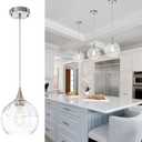 WILON Pendant Light Fixture with Clear Globe Round Glass Shade, Brushed Nickel Glass Pendant Lights Lamp for Kitchen Island, Modern Adjustable Ceiling Hanging Light for Sink Dining Room Entryway