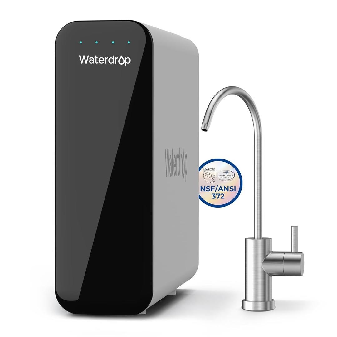 Waterdrop TSU 0.01m Ultra-Filtration Under Sink Water Filter System, 3-Stage Tankless Undersink Water Filtration with Faucet, Smart Panel, No Waste Water, No Electricity Required, Does not Lower TDS (Brushed Nickel)