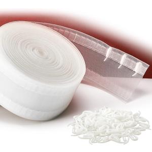 Juexica Transparent Wave Curtain Tape, 25 Meter 350 Hooks Ripple Fold Tape for Curtains and Drape Accessories