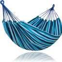 SUNCREAT Hammocks Outdoor Camping Double Hammock, Extra Large 2 Person Hammock for Camping, Blue Stripes