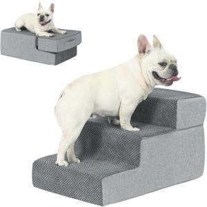 Dog Stairs for Small Dogs, 13.5" 3 Tiers Pet Stairs for High Beds and Couch, Density Foam Durable Ramp with Non-Slip Fabric Cover for Puppy, Cats