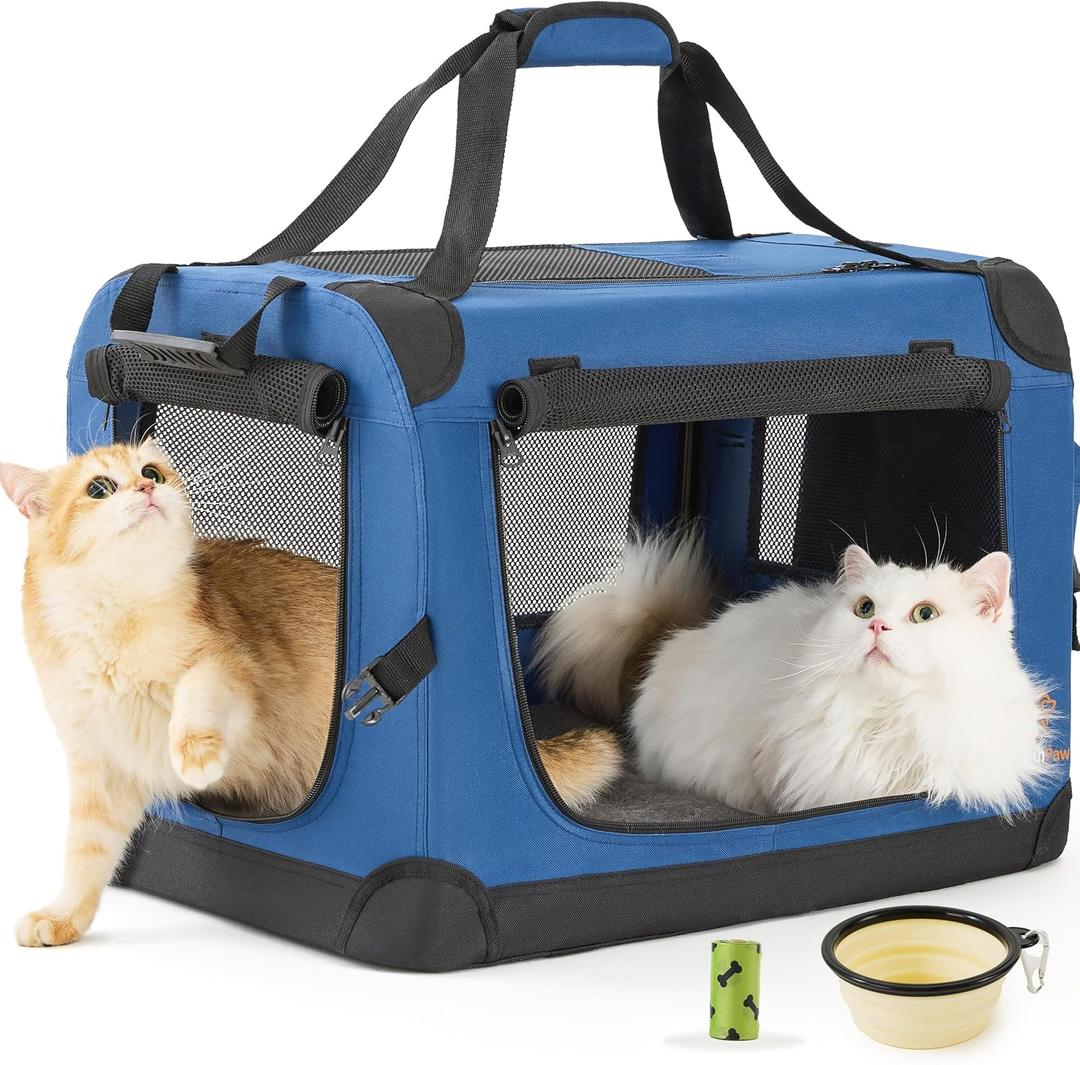Extra Large Cat Carrier Soft-Sided, 24" Fits 2 Cats, Car Travel