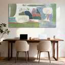 YETHEN WAL Sage Green Abstract Wall Art – 24×48 Large Minimalist Canvas Print, Neutral Olive & Blue Textured Artwork for Living Room or Bedroom Wall Decor
