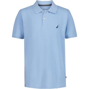 Nautica Boys' Short Sleeve Anchor Polo, Button Closure, Soft & Comfortable, Pique Fabric (8, Blue Bell)