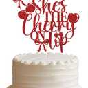 She's the Cherry on Top Cake Topper,Cherry Theme Bachelorette Birthday Baby Shower Party Decorations, Baby Shower-Bachelorette Party Decorations Supplies