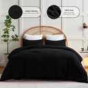 CozyLux Queen Comforter Set Black, 3 Pieces Solid Comforters Queen Size Breathable Quilted Bedding Sets, Luxury Soft Microfiber Down Alternative Comforter for All Season (1 Comforter & 2 Pillowcases)