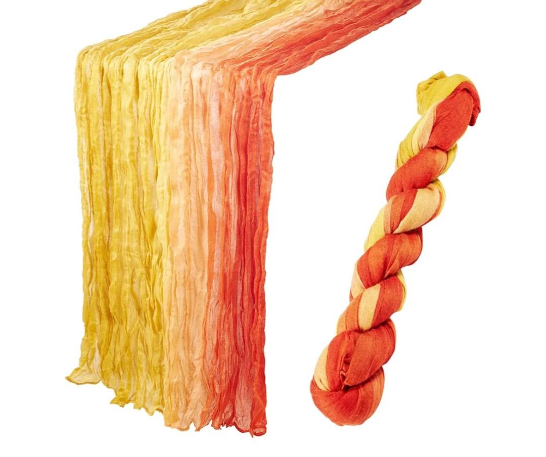 1 Pack Cheesecloth Table Runner Gradient Orange Yellow Cheese Cloth Table Runner Boho Gauze Fabric Table Runner Soft Sheer Tablecloth for Wedding Party Home Decor