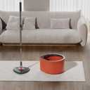 Spin Mop & Tear Drop Bucket Set with 3 Pads - Dual Compartment Design for Clean & Dirty Water, 360 Swivel Mop Head, Built-in Scrubbing Brush, Stainless Steel Handle