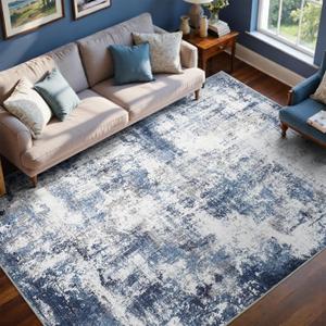 6x9 Ft Large Area Rugs for Living Room, Soft Non-Slip Washable Rugs Modern Abstract Pattern Carpet for Bedroom Indoor Floor Nursery Home Decor (Blue)