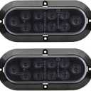 TMH 6" Oval Smoked Lens/Red LED Trailer Tail Light Surface Mount 10 LED Waterproof Stop Brake Turn Trailer Lights for Truck RV Bus Lorry Low-High Brightness 12V DC, 2PCS