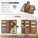 TwoHead for Samsung Galaxy S24 Ultra Wallet Case with Card Holder & Detachable Magnetic Phone Case for Galaxy S24 Ultra,PU Leather Shockproof Protective Phone Cover Wallet(6.8 in,Brown)