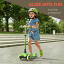 Green Mini 3 Wheel Scooter for Kids Lean-to-Steer with LED Light-Up Wheels, Adjustable Handlebar, Wide Anti-Slip Deck, Smooth PU Wheels, Rear Foot Brake Toddler Scooter for Ages 2+